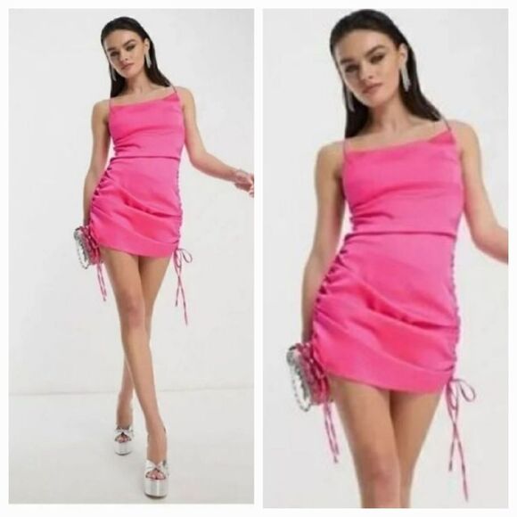 Nasty Gal Dresses & Skirts - NEW Nasty Gal Ruched Satin Mini Dress in Pink Size 4